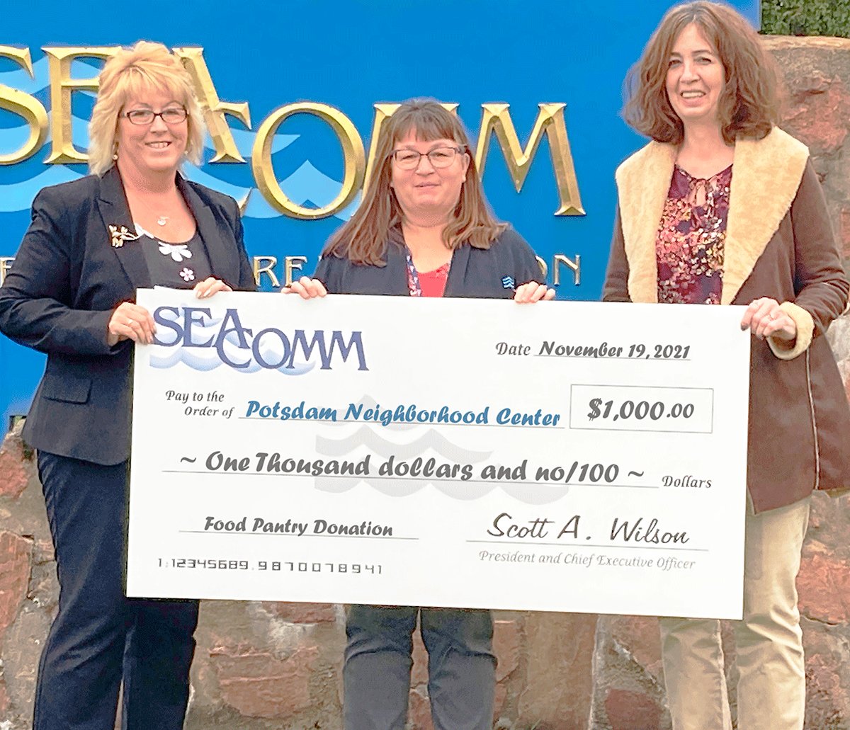 Seacomm Donates To Potsdam Neighborhood Center North Country Now