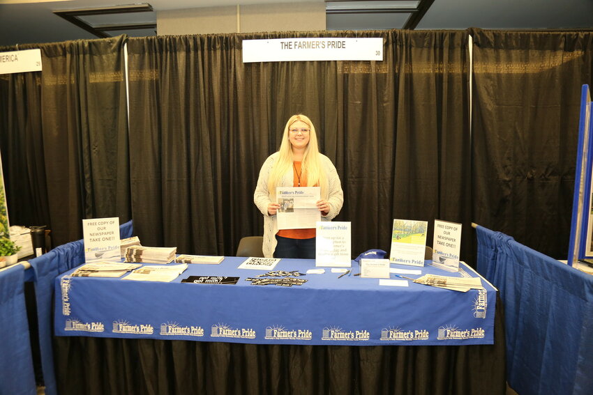 JaCinda Warner with The Farmer's Pride at our booth at the 2023 KFB Trade Show Event.