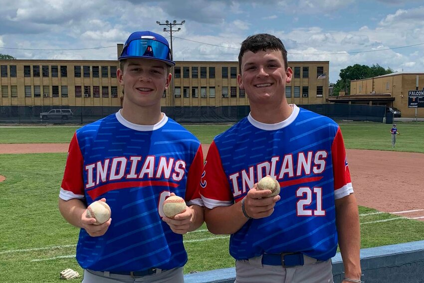 Two home runs for Bryce Russell (left), one for Bode Richard in the 15-0 win at Monroe County.