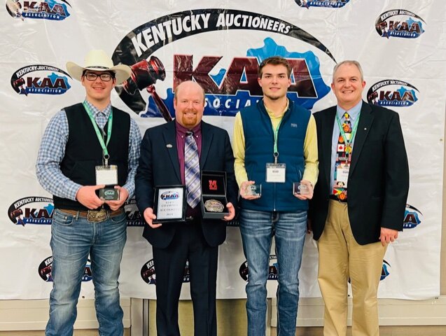Winners at 2024 Kentucky Auctioneer’s Association annual convention: Wesson Burton, Alex Popplewell, Simon Wilson & Chris Wilson. (from left)