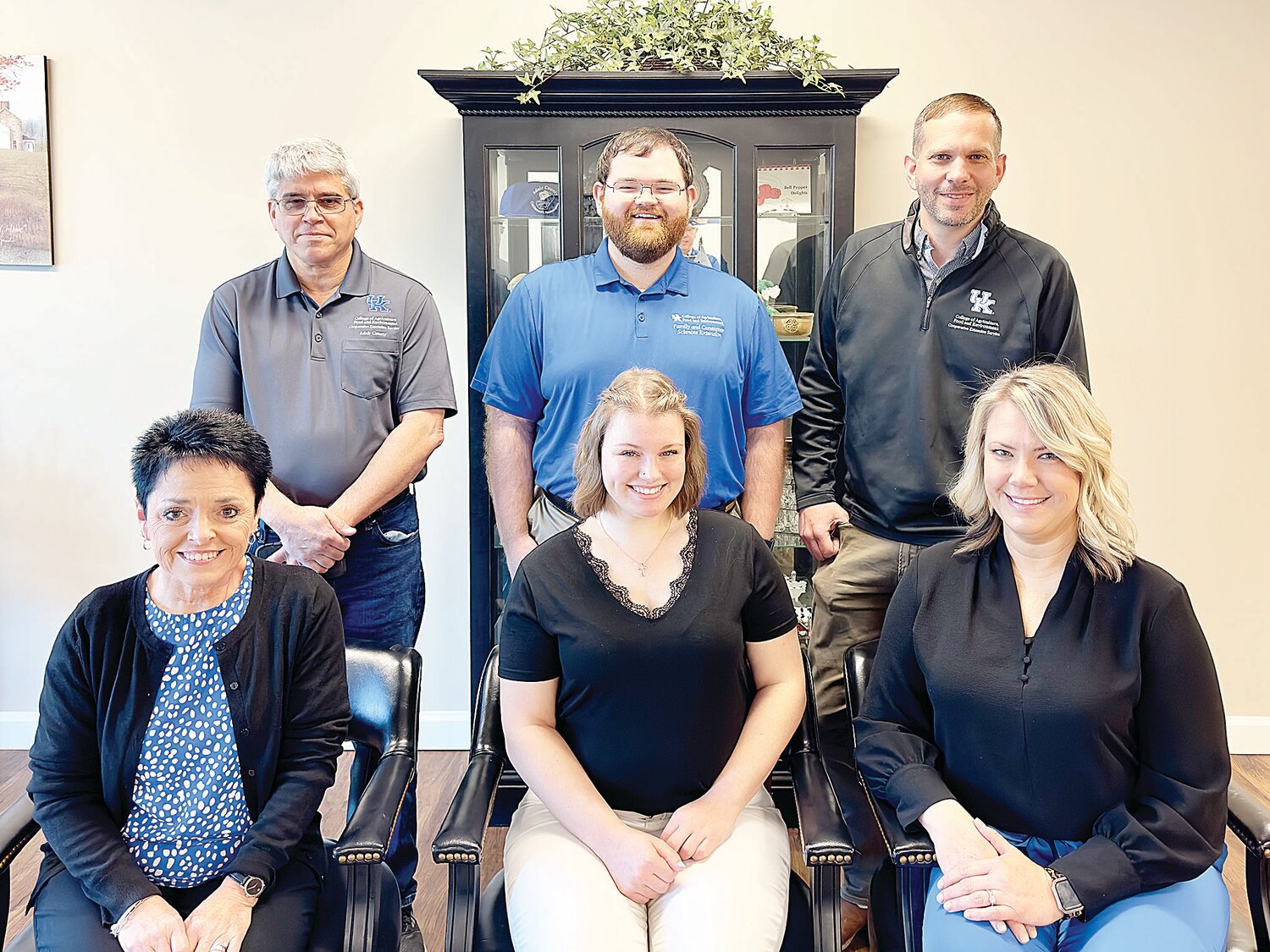 Adair County Extension Staff (front, from left) Teresa Bright, Magnolia Wells, Ashley Curry, (back row, from left) Tony Rose, Dylan Gentry and Nick Roy.