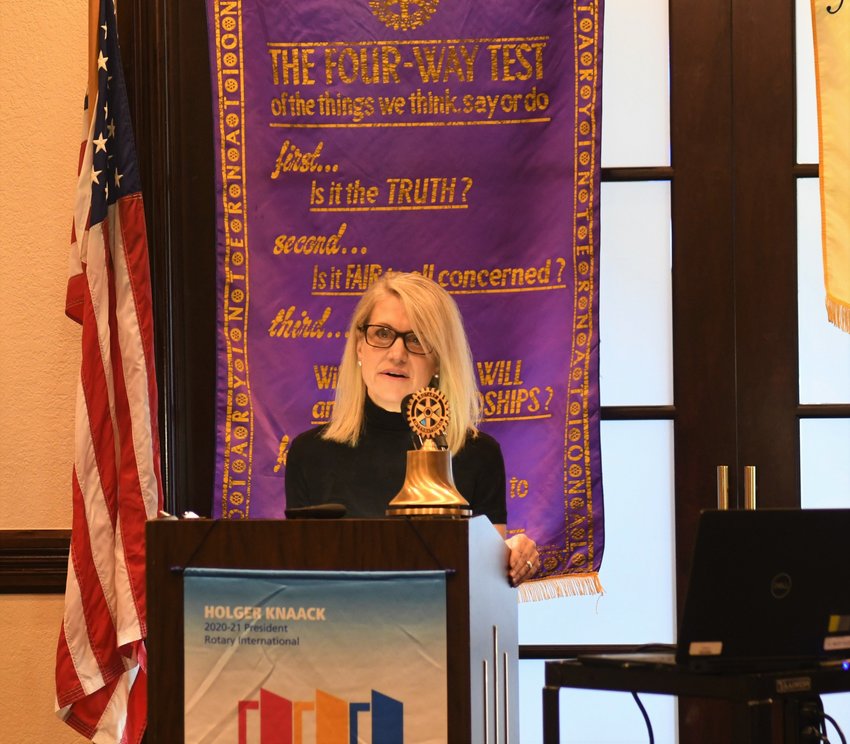 Lorie Tudor, the director of the Arkansas Department of Transportation, speaks to the Rotary Club of Mountain Home on Thursday at Big Creek Golf &amp;amp; Country Club.