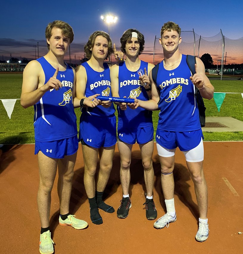 Mountain Home's Anderson Hodges, Bryson Hodges, Ky Bickford and Brody Patterson won the 4x400 relay state championship at the Class 5A State meet held Friday at Van Buren.