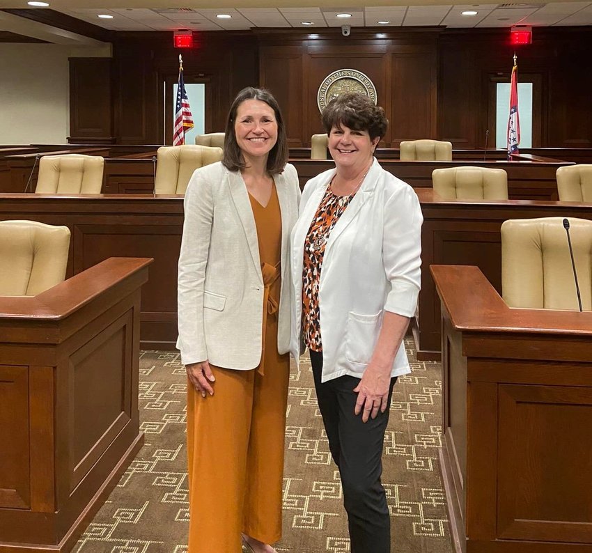 Executive Director Gretchen Smeltzer and Lead Trainer Beth Kratochvil of Into the Light gave a presentation to members of the Arkansas Legislature last week in Little Rock about human trafficking in Arkansas.   Submitted Photo