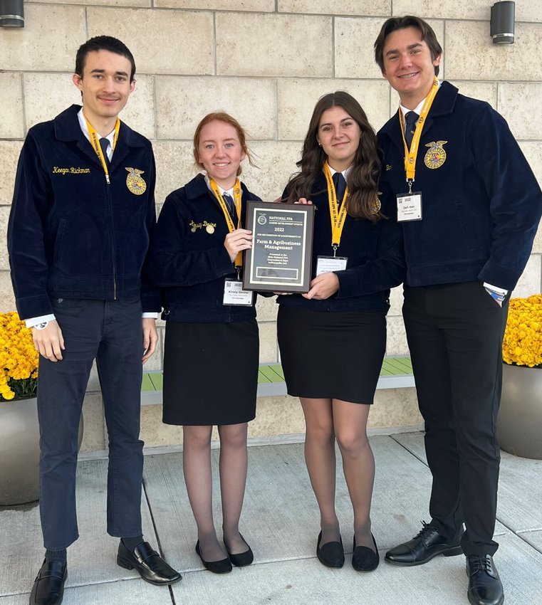 Members of the Agriculture Business Management Team placed 11th in the nation (silver), including Emmanuel Westra (silver), Kinsey Devine (bronze), Aniston Williams (silver) and Zach Barr (silver).   Photo submitted