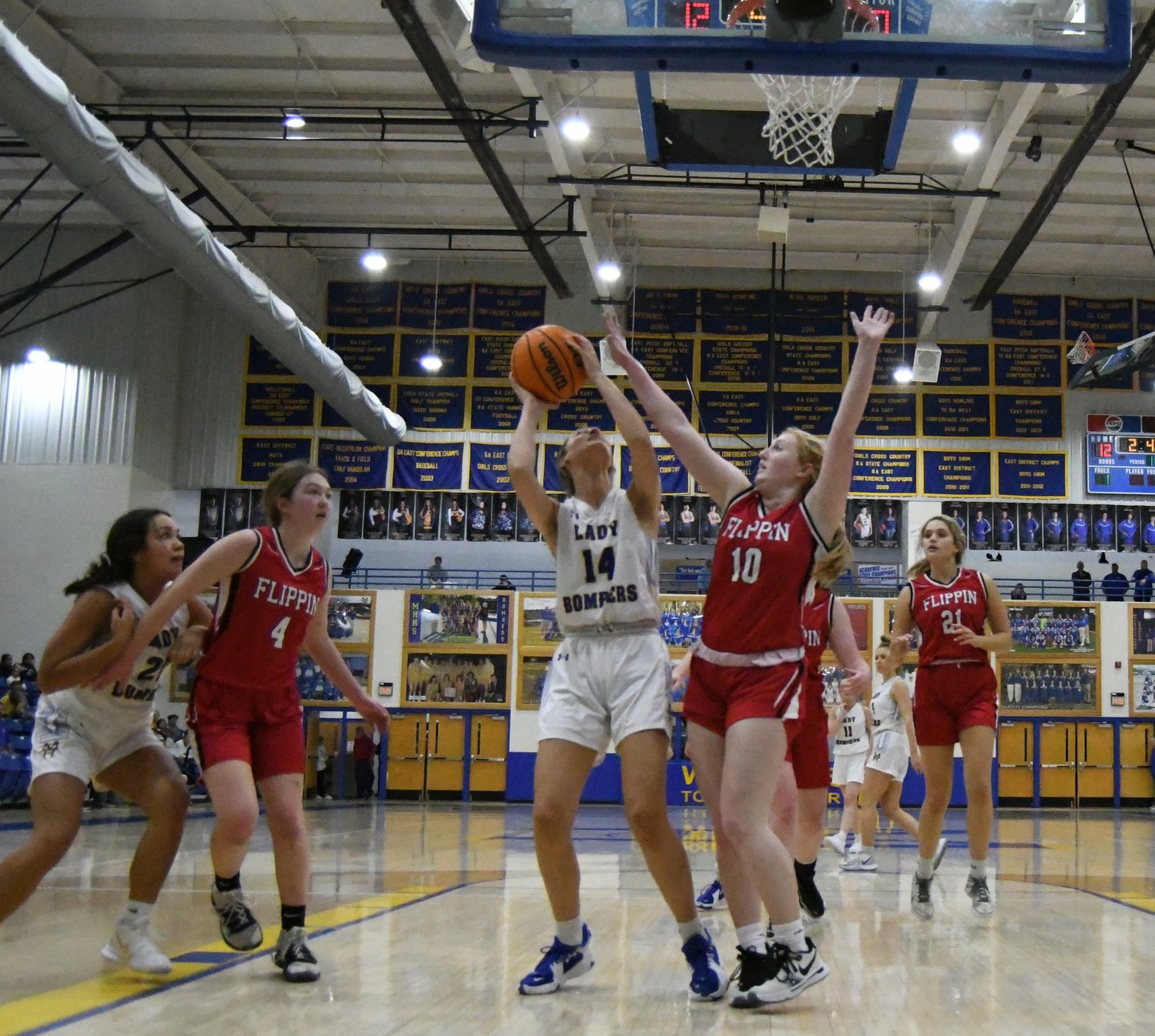 An image from the Mountain Home-Flippin senior girls game played Tuesday night at the Ultimate Auto Group Invitational at The Hangar.