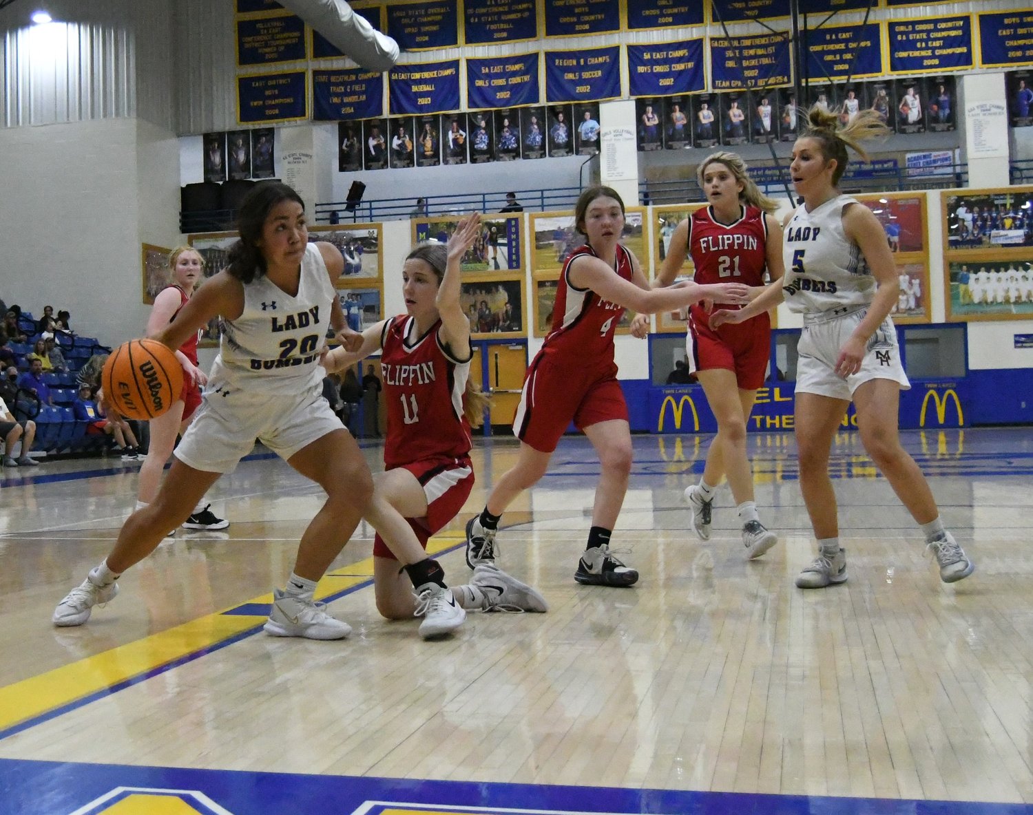 An image from the Mountain Home-Flippin senior girls game played Tuesday night at the Ultimate Auto Group Invitational at The Hangar.