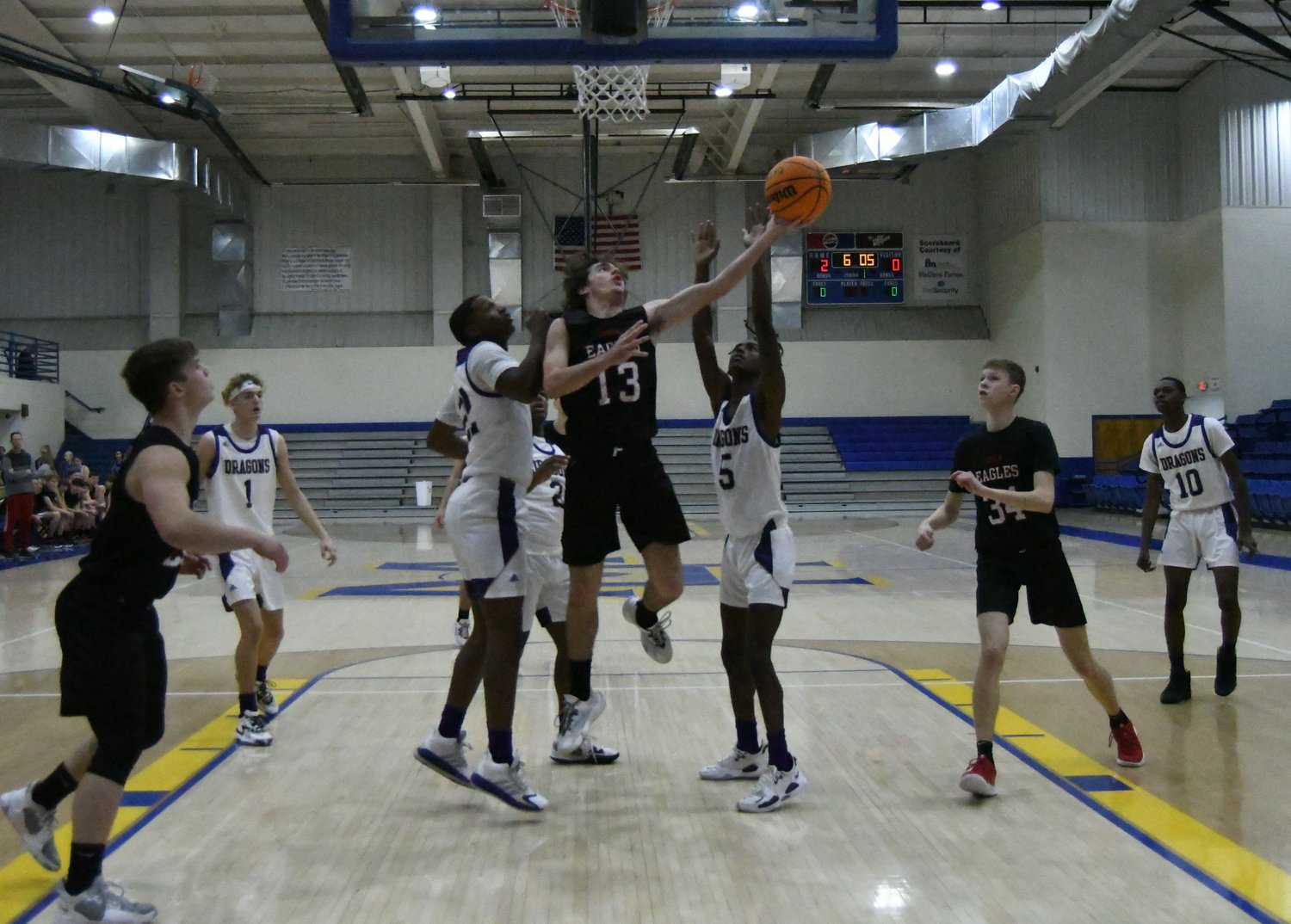 An image from the Mountain Home Christian Academy-Junction City senior boys game played Wednesday in the Ultimate Auto Group Invitational at The Hangar.