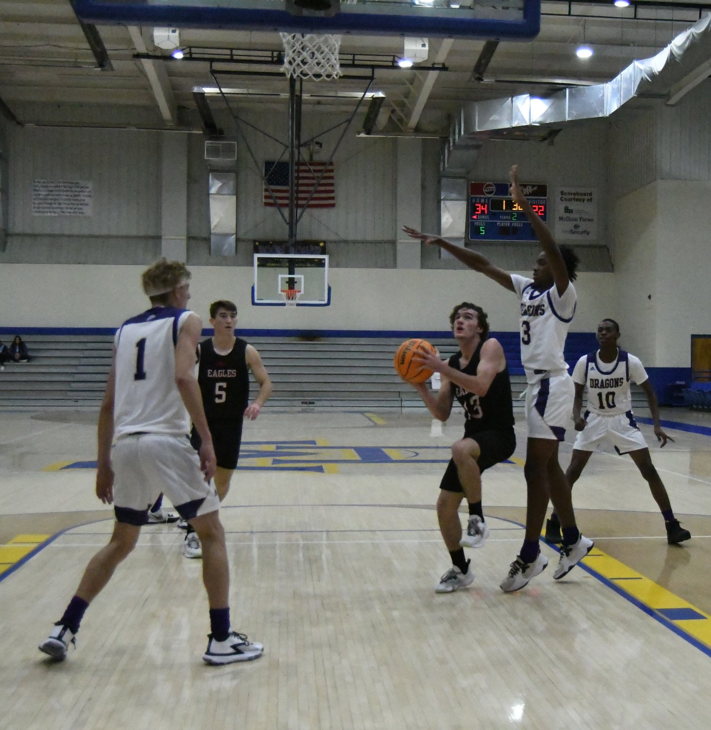 An image from the Mountain Home Christian Academy-Junction City senior boys game played Wednesday in the Ultimate Auto Group Invitational at The Hangar.