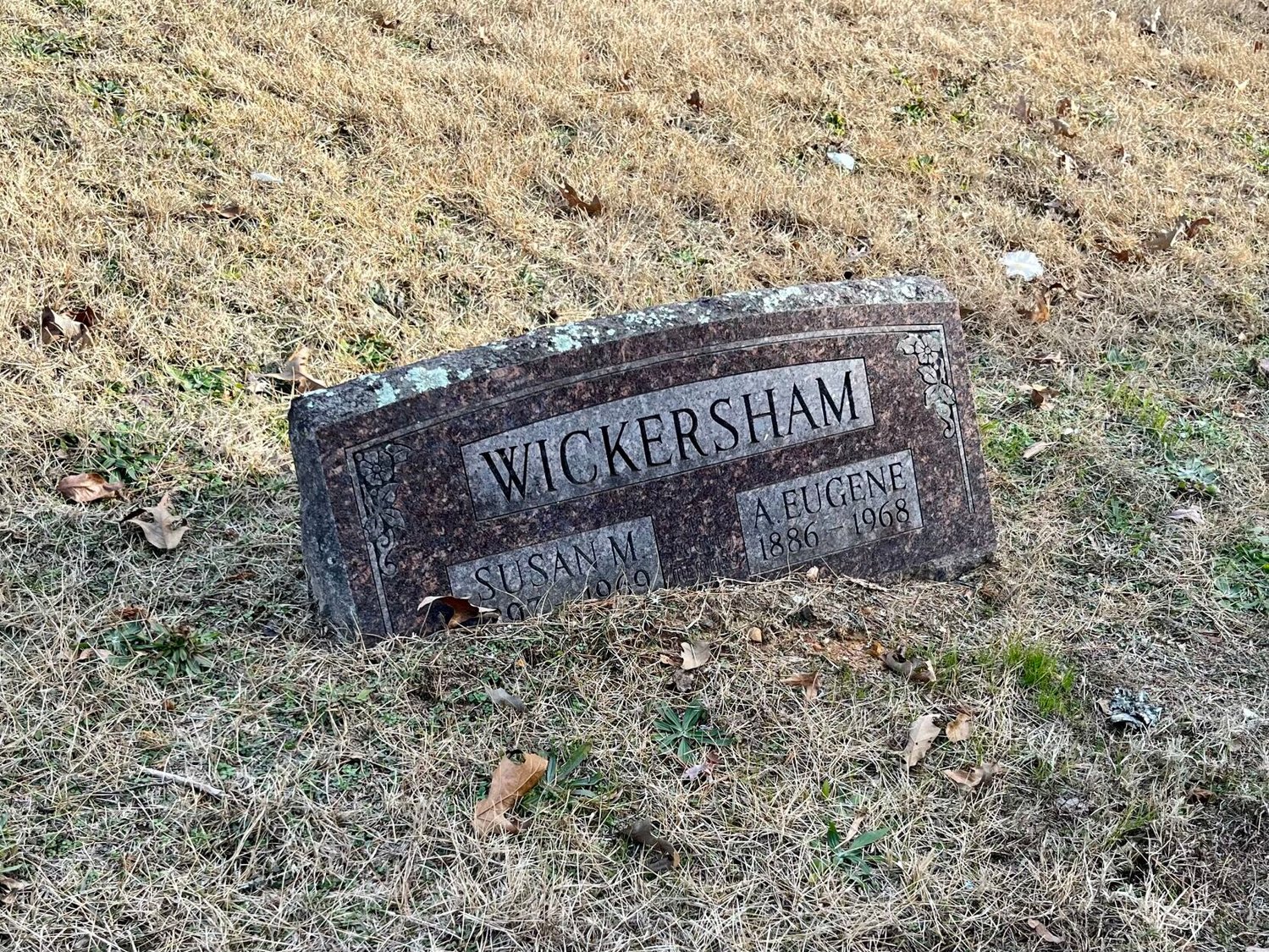 A stone belonging to the late Susan and A. Eugene Wickersham, both born in the late 1800s and dying in 1969, has been settling and sinking into the ground of the Galatia Cemetery for a number of years. President of the Galatia Cemetery Association Glen Cunningham and Galatia Church Committee Secretary and Treasurer Linda Bradbury say that with rural, family cemeteries like Galatia, the upkeep of the grave sites and monuments are the responsibility of the deceased’s family members.


Helen Mansfield/The Baxter Bulletin
