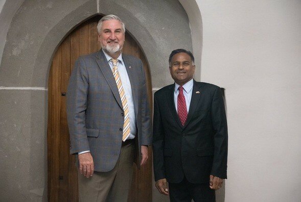 Gov. Holcomb and Maj. General Lyles met with the U.S. Ambassador Guatam Rana and discussed Indiana and Slovakia’s productive relationship, including the Indiana National Guard’s strong 30-year partnership with Slovakia.