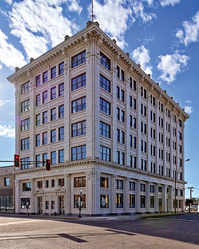 Current Exterior: According to Indiana Landmarks, the former Marion National Bank’s terra cotta façade was restored by Heritage Masonry Restoration in Indianapolis by stabilizing existing tiles and installing replica pieces.