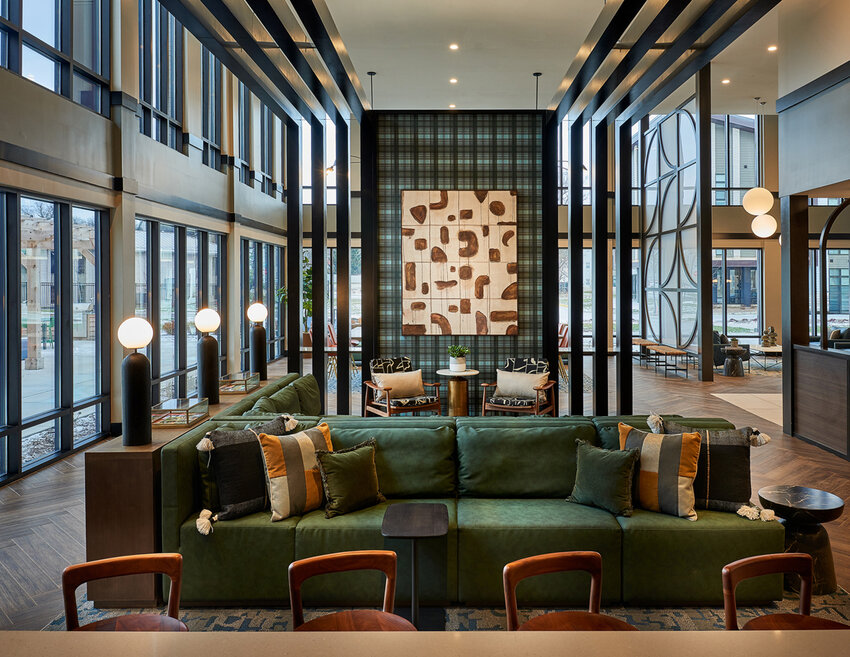 Located just off the lobby, The Social Lounge at The 87 serves as a welcoming backdrop for student connection and relaxation.