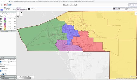 The "Manatee Minority B" map created by an account with the username of "Anthony" as it appeared when the link sent by Commissioner Baugh in emails was pasted into the URL in mid-December.