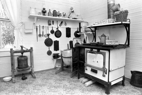 Indoor kitchen at Patten House circa 1978. 