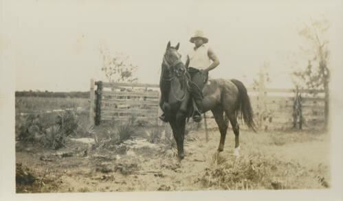 Famous Black cow hunter Archie Rutledge on horseback. 
