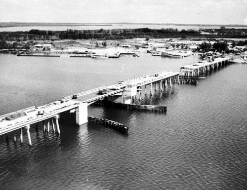 The almost complete Cortez draw bridge in 1957. 