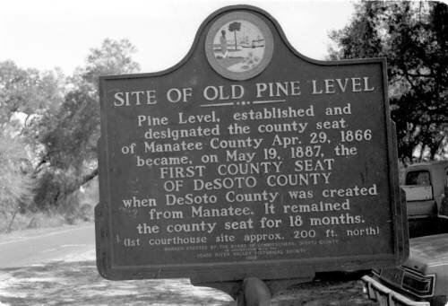 Historical Marker at Pine Level. 