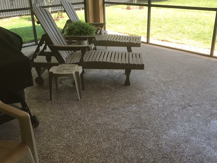 A resident of Rye Wilderness Estates, Bo Mortensen shows the dust deposited on his back porch after heavy winds blew it from a development sire. Photo by: Bo Mortensen