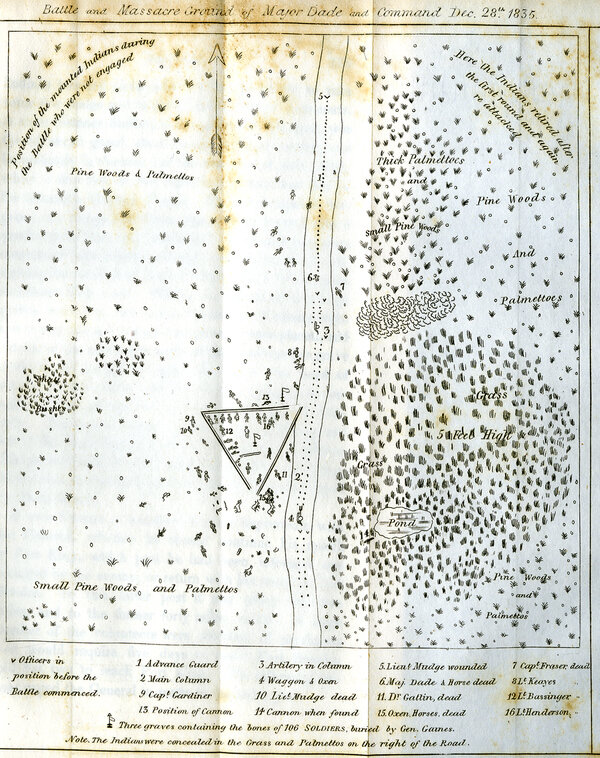 A map of the Dade Battlefield. 