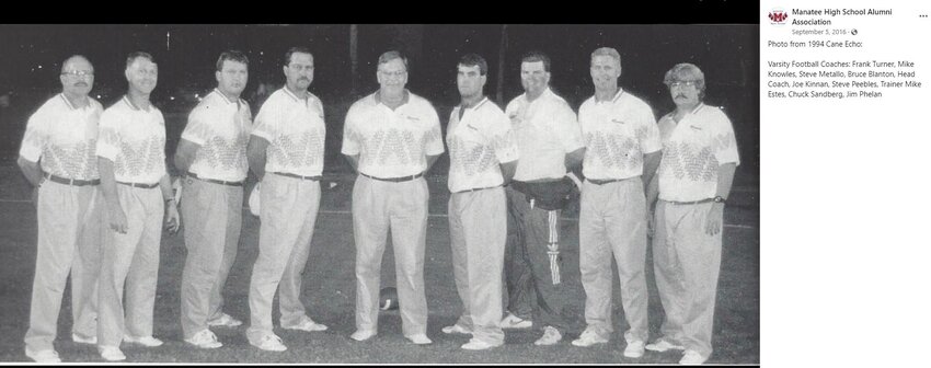 Republican Candidate Steven Metallo is seen in a 1994 photo of Manatee High School Football Coaches.