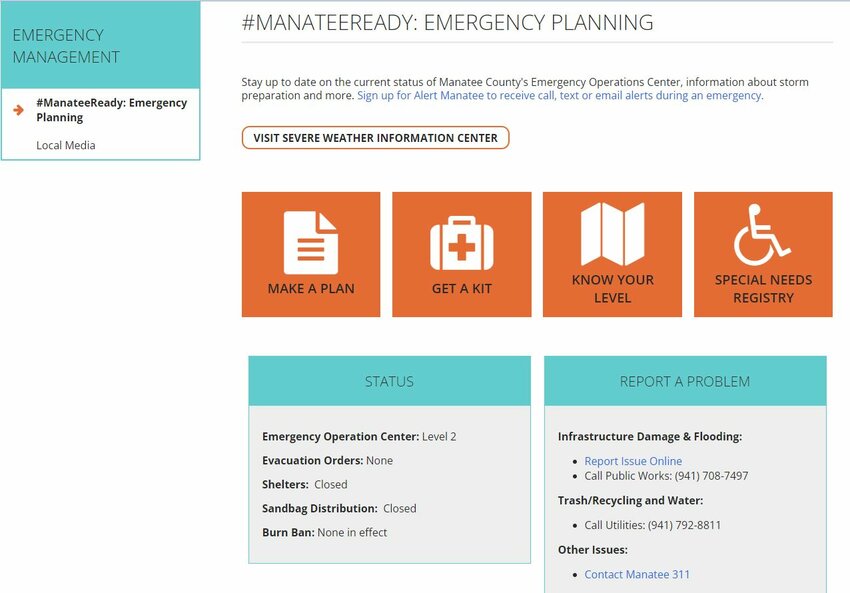 Screenshot of the #ManateeReady webpage captured on June 13, 2024.