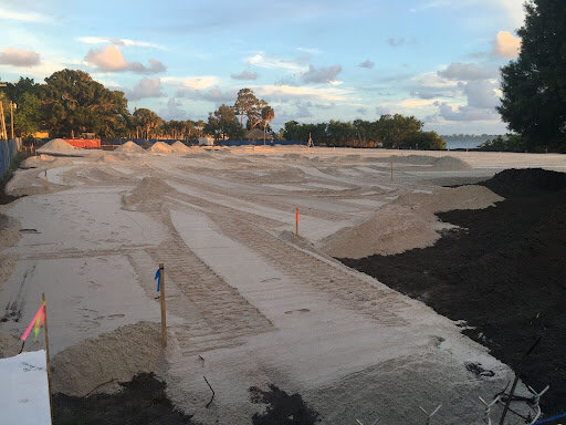 Where the southern half of the Upland Bayfront Preserve stood, there’s now fill dirt, soon to become a soccer field and beach volleyball courts. (Photo courtesy Karen Stack)