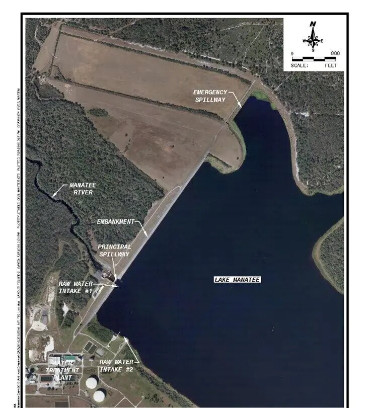 Aerial photo of the Lake Manatee Reservoir (Credit: Manatee County)