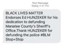 The BLM text aimed at Hunzeker.