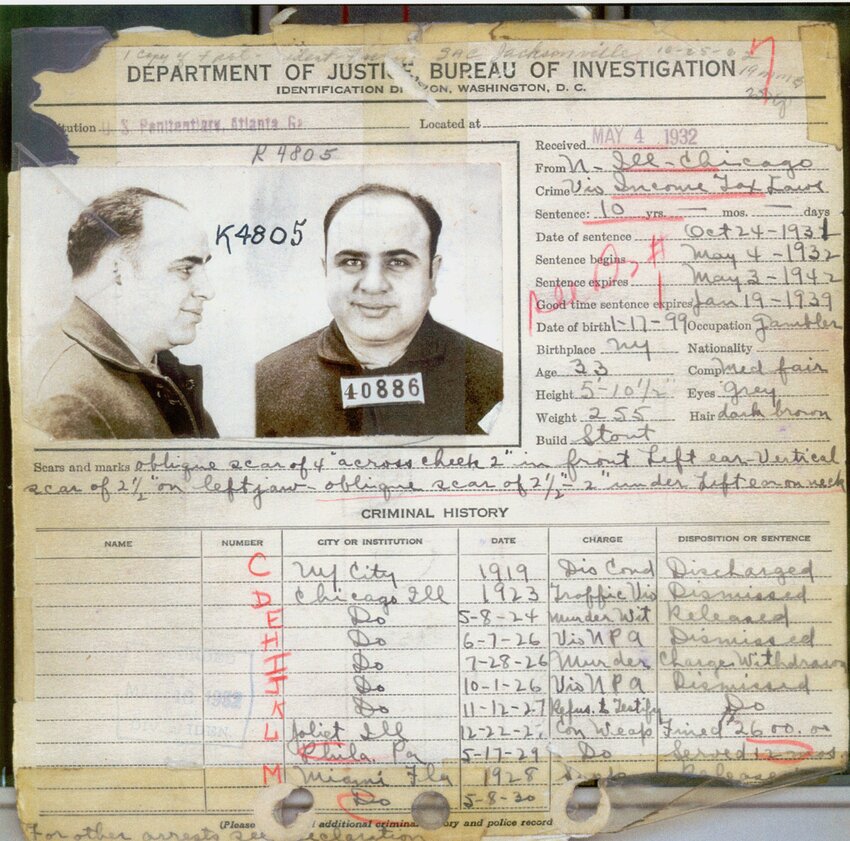 Al Capone arrest record.
