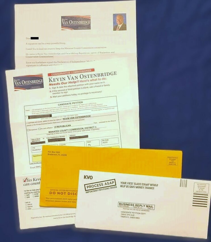 A recent piece of electioneering mail received by some registered voters in Manatee County's District 3.