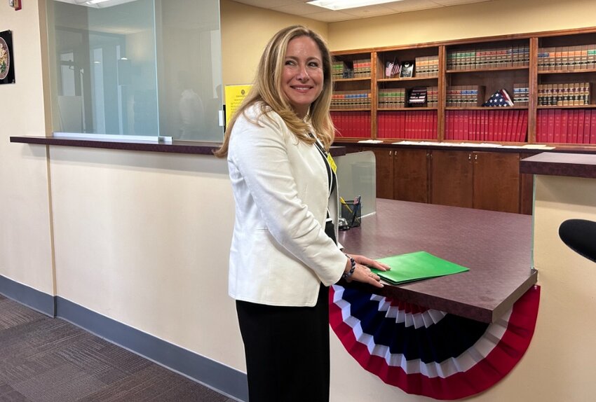 Democrat Debbie Mucarsel-Powell turns in her paperwork at the Department of State building in Tallahassee on April 24, 2024. Photo by Jackie Llanos