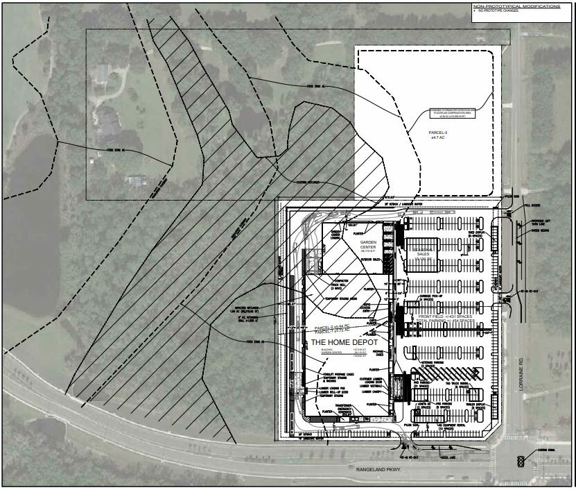 A conceptual plan was submitted with a pre-application for a Home Depot Store at 5504 Lorraine Road in Lakewood Ranch. The Home Depot Corporation has since withdrawn its proposal.