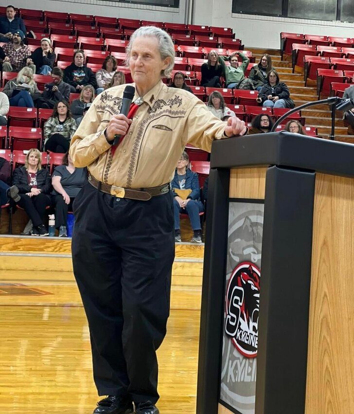 Dr. Temple Grandin spoke about autism to a large audience in the Skyline High School auditorium on Saturday, Jan. 30. She was hosted by the Show Me Romy Foundation.