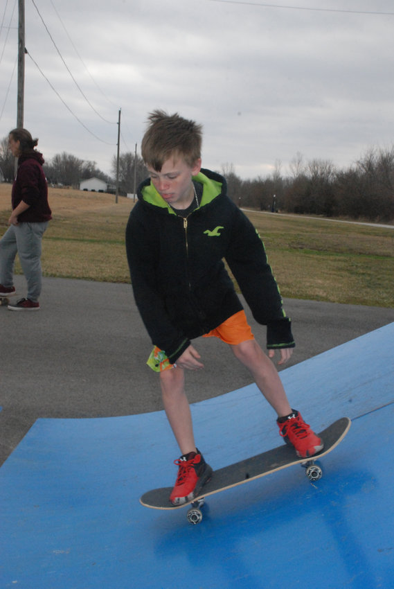 Warmer temperatures this past week allowed everyone to enjoy outside activities. The skate park at the Dallas County Community Park in Buffalo was full of skateboard enthusiasts. The Buffalo Skateboard Club also met for its monthly meeting. The club plans on volunteering with Helping Hands this year and other city projects. Pictured is Kristopher Little, a Buffalo Prairie Middle School seventh-grader.