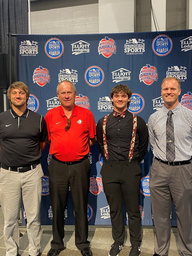 In this photo from the Springfield Sports Commission banquet, pictured are, from left, Michael Zanzie, Tom Stokes, Alex Richardson and Michael Morris.