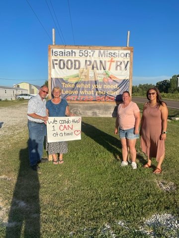 Pictured are, from left, Ken and Donna Goeser, Jennifer Kyle and Tia Hale of the Isaiah 58:7 Mission Food Pantry in Plad.