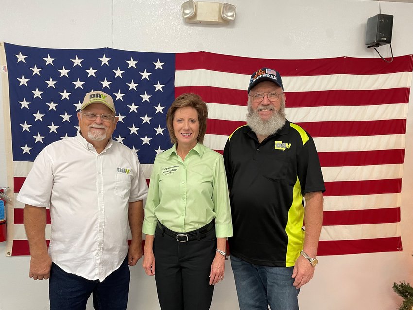 Congresswoman Vicky Hartzler, center, spent time at the Buffalo DAV Chapter 62 on Saturday, Sept. 10. Pictured with her are Ken Wickham and Craig Alderman.