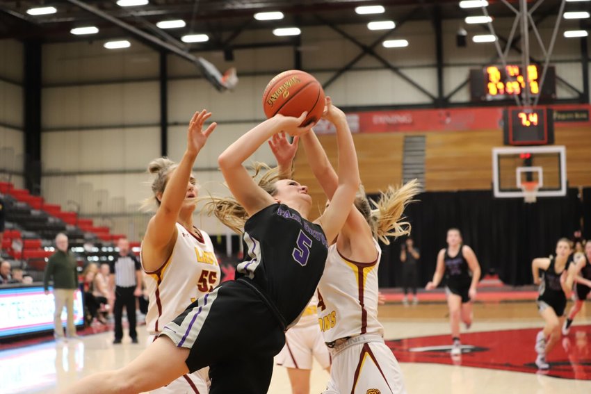 Brooke Daniels was fouled several times in the game against Mansfield, including on this drive. She grabbed an offensive rebound and made a great defensive play late in the game that helped the Lady Eagles win the state quarterfinals game and get them to the Final Four.   Reflex photos by Melissa Green