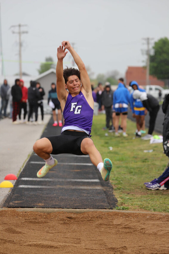 Fair Grove&rsquo;s Esais Baird won first place in the long jump and finished second in the 200-meter run at the Fair Grove track meet last week.   Reflex photo by Melissa Green