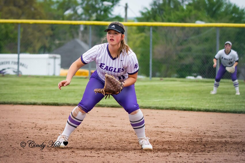 Senior Taylor Rode has been a fixture at first base for the Lady Eagles throughout her high school career.   Reflex photos by Cindy Hill
