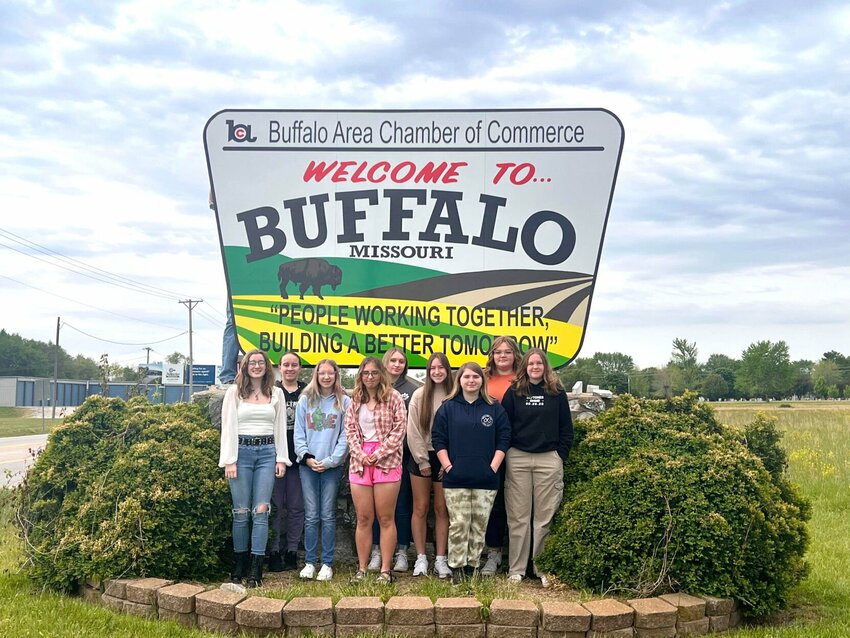 Members of the graphic design print technology class who worked on the sign were Makayla Fletcher, Aiyanna Hamilton, Breanna Cribbs, Hannah Adams, Mia Pratt, Sadie Abercrombie, Caitlin King, MaKenzie Sawyer and Anna Grove. Not pictured is Isaac Norman.   Contributed photos