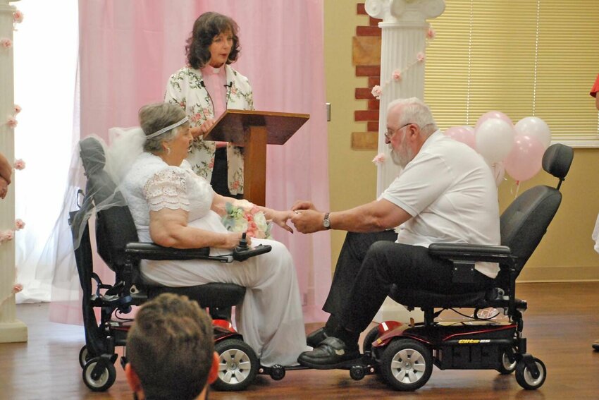 John and Margret Davidson were married for nearly 40 years before finding out there was no record of them ever actually getting married. They decided to have a ceremony at Colonial Springs Facility to make it official, again.