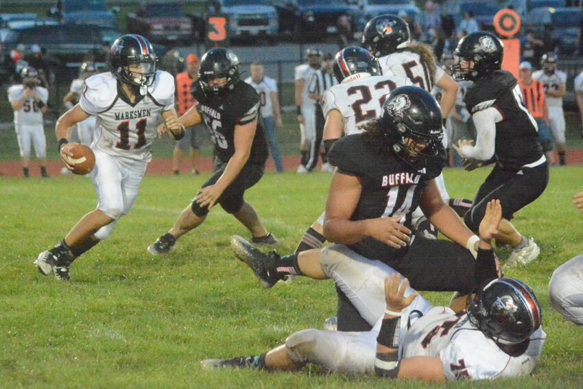 Vincent Valma looks at this Sherwood player after he knocks him down. He was a force Friday night as he had 15 tackles, including one quarterback sack and three and a half tackles for loss.