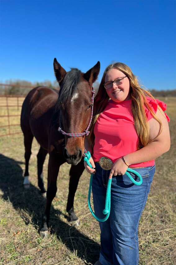 Jordan Tucker and her horse Baylee are rated 7th out of 36 in the nation for the 2023 AQHA Ranching Heritage Young Horse Development Program