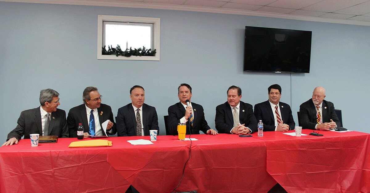 Legislators representing Caroline County are, from left, Del. Jay Jacobs, Sen. Johnny Mautz, Del. Jeff Ghrist, Sen. Steve Hershey, Del. Tom Hutchinson, Del. Chris Adams and Del. Steve Arentz.