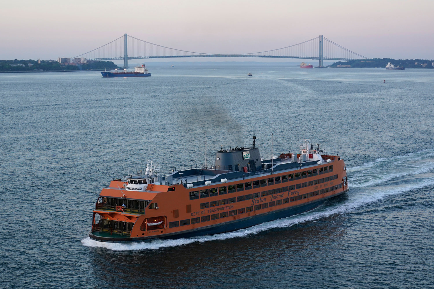 A Staten Island Ferry made the  5.2-mile trip across Upper New York Bay.