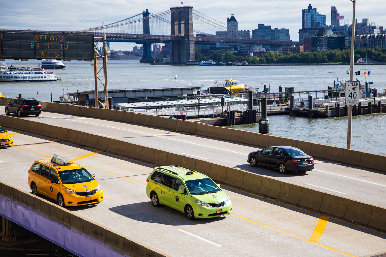The congestion pricing’s tolling zone would cover Manhattan’s 60th Street and all the roadways south except for FDR Drive, above, as well as the West Side Highway/9A and a few other arteries. But taxi and ride-share drivers nonetheless fear they will be unjustly burdened by tolls that could reach as high as $23.