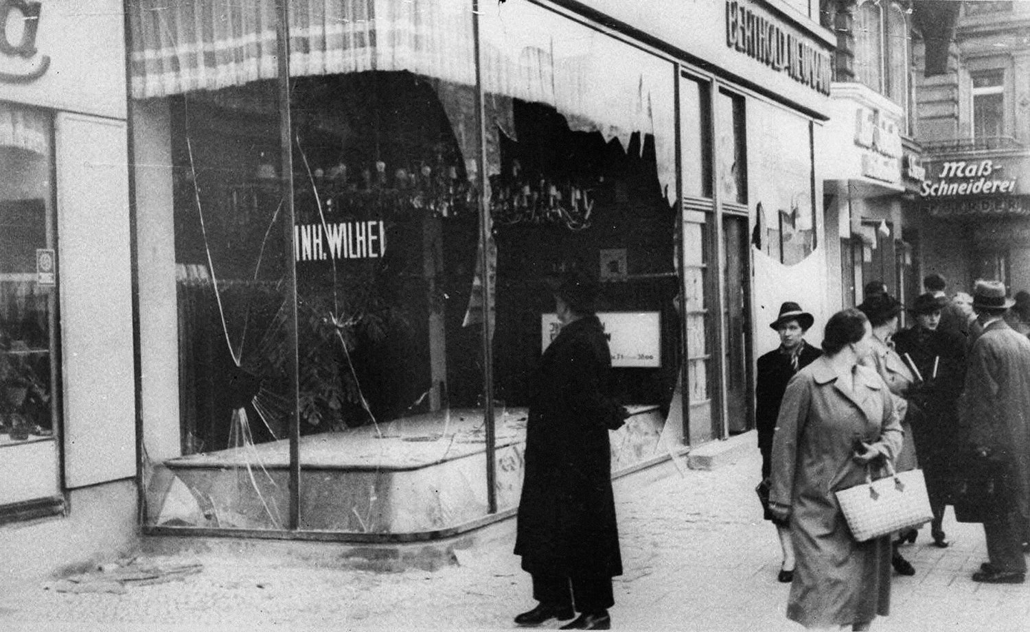 A Jewish-owned shop in Berlin on Nov. 10, 1938, in the aftermath of Kristallnacht.