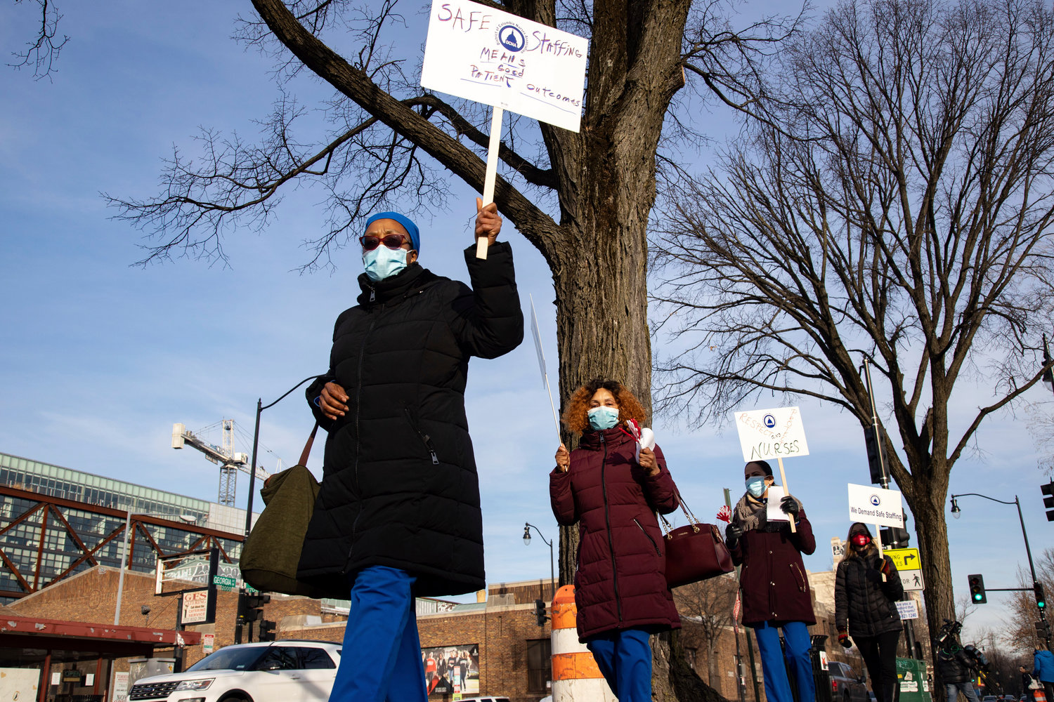 Nurses at Howard University Hospital in Washington, D.C. rallied in January for safer staffing conditions.